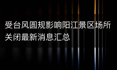 受台风圆规影响阳江景区场所关闭最新消息汇总
