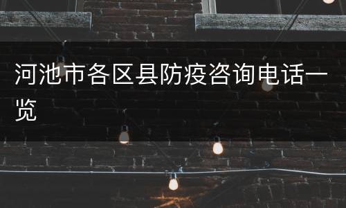 河池市各区县防疫咨询电话一览