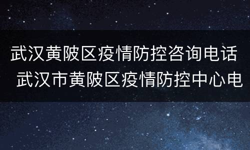 武汉黄陂区疫情防控咨询电话 武汉市黄陂区疫情防控中心电话