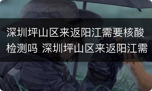 深圳坪山区来返阳江需要核酸检测吗 深圳坪山区来返阳江需要核酸检测吗最新