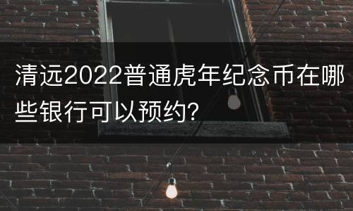 清远2022普通虎年纪念币在哪些银行可以预约？