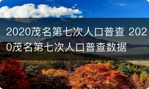 2020茂名第七次人口普查 2020茂名第七次人口普查数据