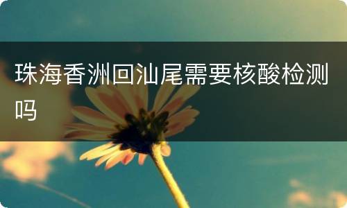 珠海香洲回汕尾需要核酸检测吗