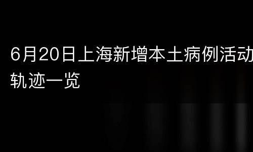 6月20日上海新增本土病例活动轨迹一览