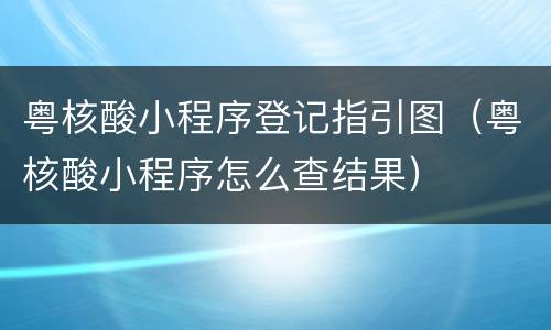 粤核酸小程序登记指引图（粤核酸小程序怎么查结果）