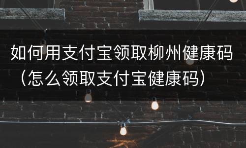 如何用支付宝领取柳州健康码（怎么领取支付宝健康码）