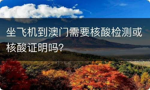 坐飞机到澳门需要核酸检测或核酸证明吗？