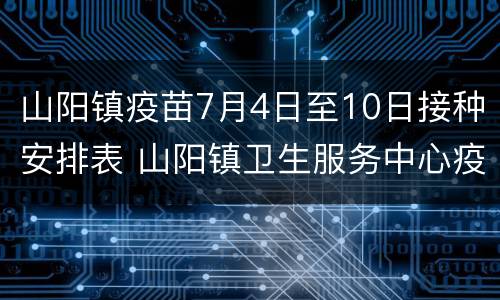 山阳镇疫苗7月4日至10日接种安排表 山阳镇卫生服务中心疫苗时间