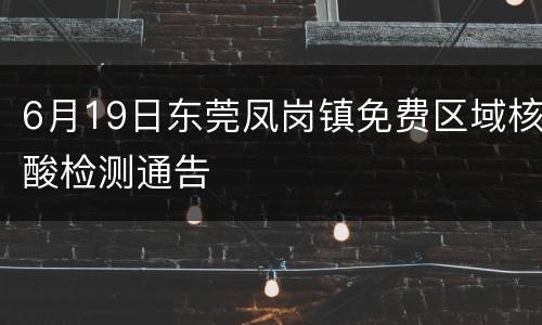 6月19日东莞凤岗镇免费区域核酸检测通告