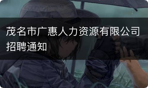 茂名市广惠人力资源有限公司招聘通知