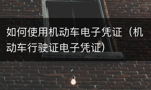 如何使用机动车电子凭证（机动车行驶证电子凭证）