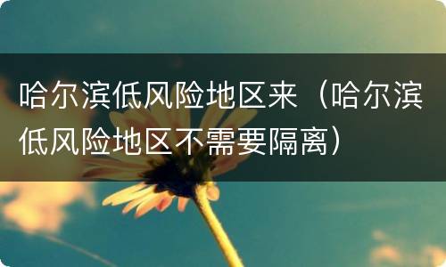 哈尔滨低风险地区来（哈尔滨低风险地区不需要隔离）