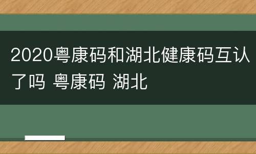 2020粤康码和湖北健康码互认了吗 粤康码 湖北