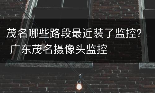 茂名哪些路段最近装了监控？ 广东茂名摄像头监控