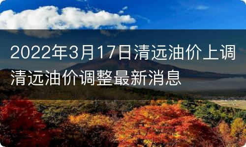 2022年3月17日清远油价上调 清远油价调整最新消息
