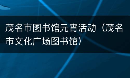 茂名市图书馆元宵活动（茂名市文化广场图书馆）