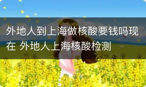 外地人到上海做核酸要钱吗现在 外地人上海核酸检测