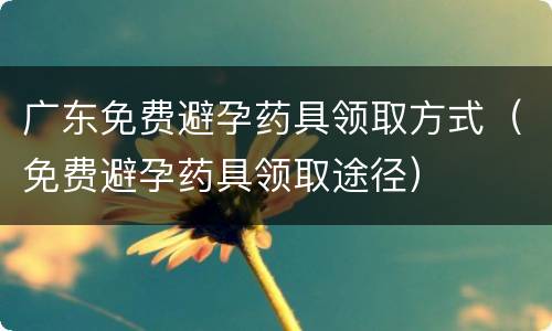 广东免费避孕药具领取方式（免费避孕药具领取途径）