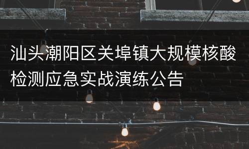 汕头潮阳区关埠镇大规模核酸检测应急实战演练公告