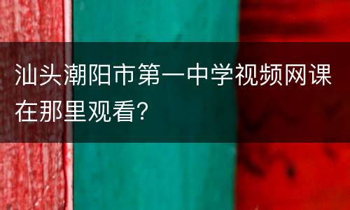 汕头潮阳市第一中学视频网课在那里观看？