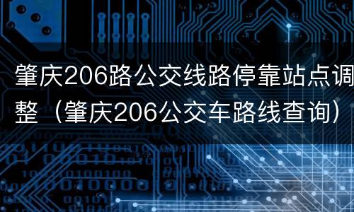 肇庆206路公交线路停靠站点调整（肇庆206公交车路线查询）