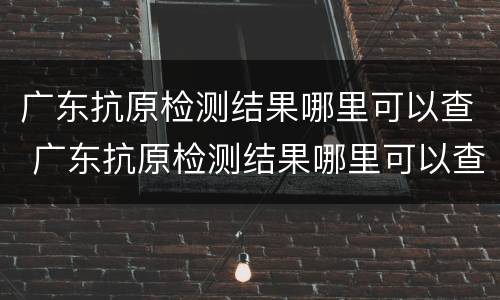 广东抗原检测结果哪里可以查 广东抗原检测结果哪里可以查询