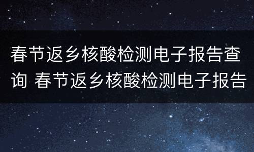 春节返乡核酸检测电子报告查询 春节返乡核酸检测电子报告查询怎么查