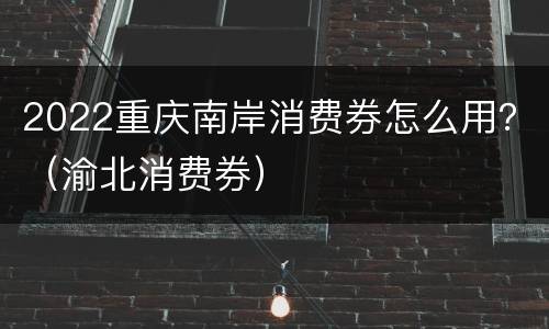 2022重庆南岸消费券怎么用？（渝北消费券）