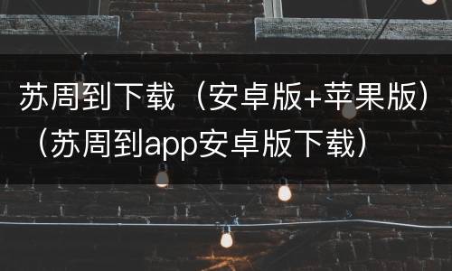 苏周到下载（安卓版+苹果版）（苏周到app安卓版下载）