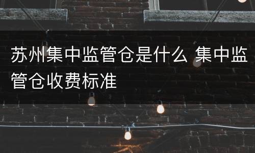 苏州集中监管仓是什么 集中监管仓收费标准