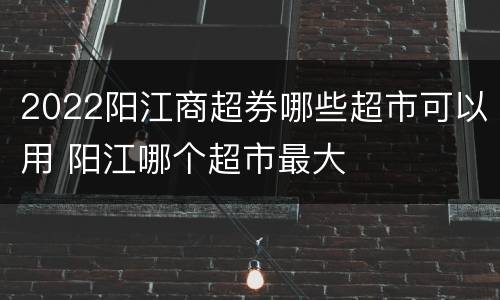 2022阳江商超券哪些超市可以用 阳江哪个超市最大