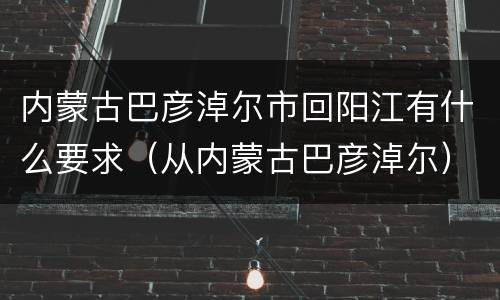 内蒙古巴彦淖尔市回阳江有什么要求（从内蒙古巴彦淖尔）