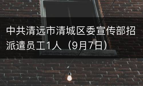 中共清远市清城区委宣传部招派遣员工1人（9月7日）