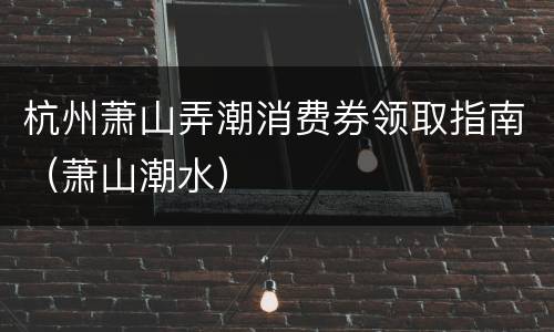 杭州萧山弄潮消费券领取指南（萧山潮水）