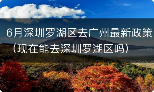 6月深圳罗湖区去广州最新政策（现在能去深圳罗湖区吗）