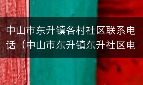 中山市东升镇各村社区联系电话（中山市东升镇东升社区电话）