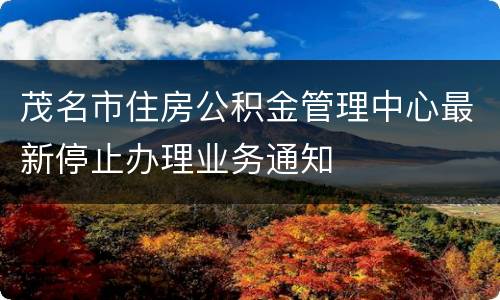 茂名市住房公积金管理中心最新停止办理业务通知