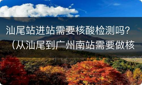 汕尾站进站需要核酸检测吗？（从汕尾到广州南站需要做核酸检测吗）
