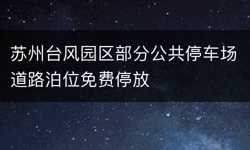 苏州台风园区部分公共停车场道路泊位免费停放