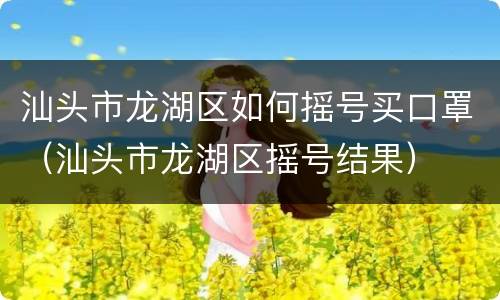 汕头市龙湖区如何摇号买口罩（汕头市龙湖区摇号结果）