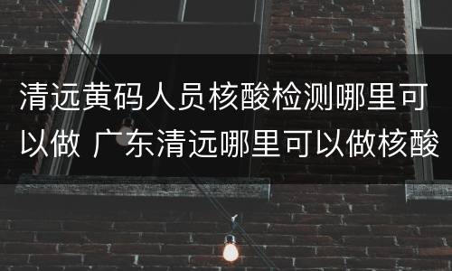 清远黄码人员核酸检测哪里可以做 广东清远哪里可以做核酸检测