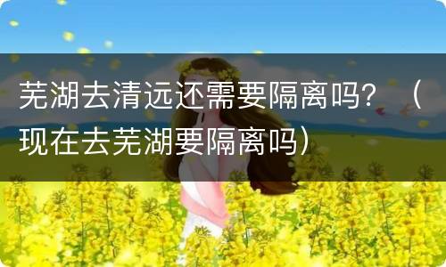 芜湖去清远还需要隔离吗？（现在去芜湖要隔离吗）
