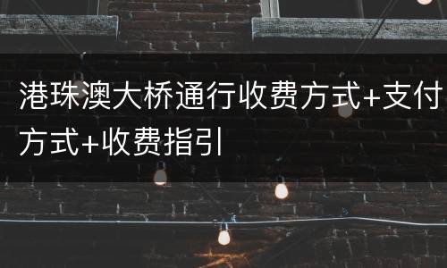 港珠澳大桥通行收费方式+支付方式+收费指引