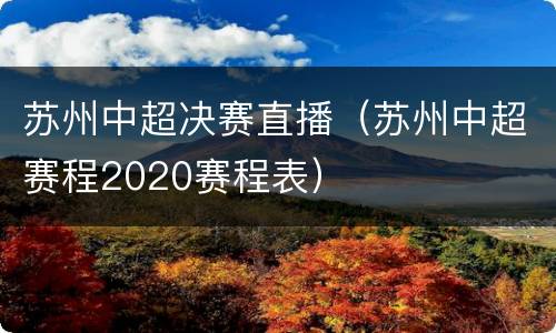 苏州中超决赛直播（苏州中超赛程2020赛程表）