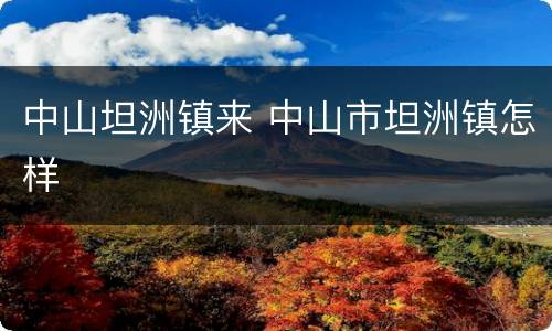 中山坦洲镇来 中山市坦洲镇怎样