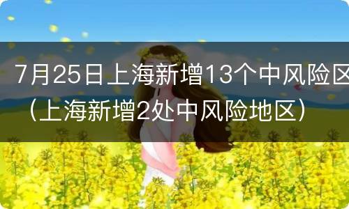 7月25日上海新增13个中风险区（上海新增2处中风险地区）