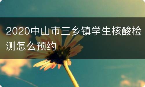 2020中山市三乡镇学生核酸检测怎么预约