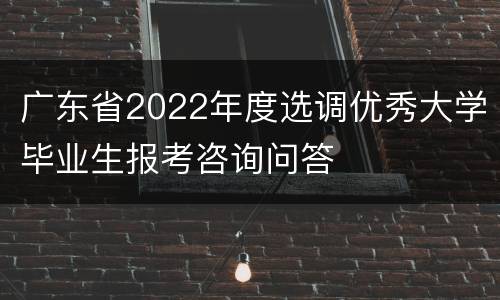 广东省2022年度选调优秀大学毕业生报考咨询问答