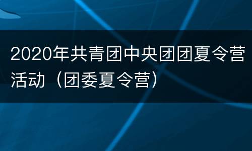 2020年共青团中央团团夏令营活动（团委夏令营）