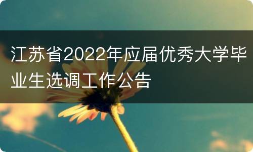 江苏省2022年应届优秀大学毕业生选调工作公告